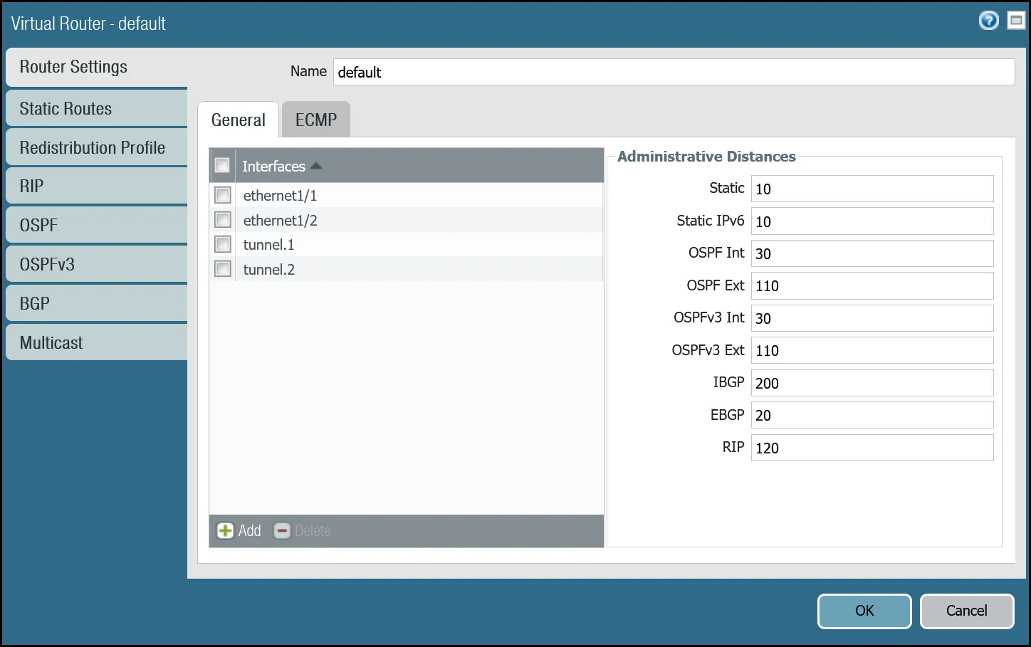 Make sure the Ethernet and tunnel interfaces show up in Virtual Router