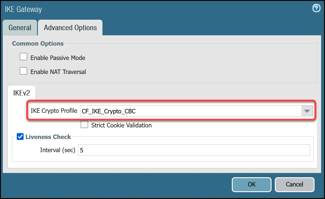 IKE gateway settings for tunnel 2